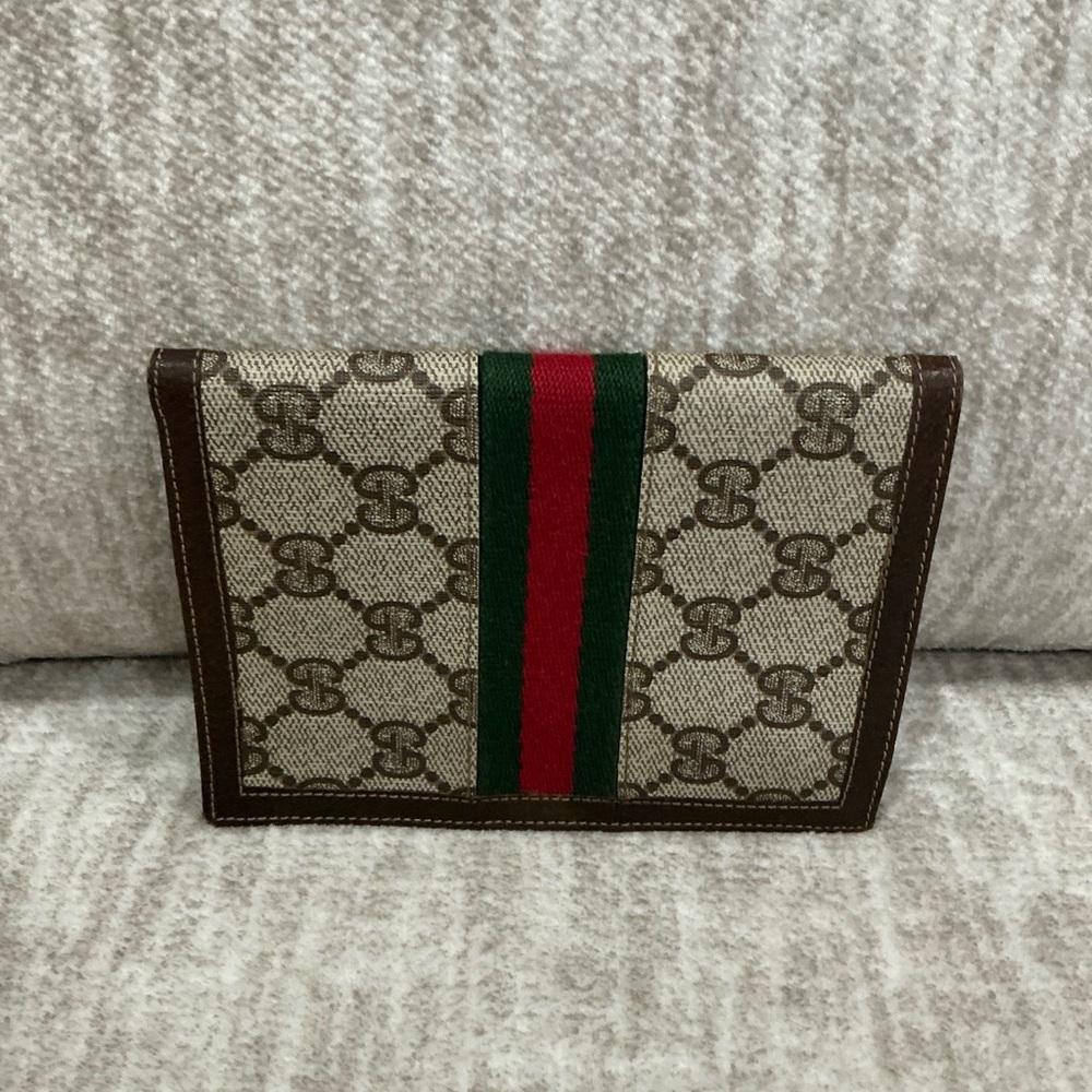 Gucci Beige/Brown Canvas Wallet with Green and Red Web Stripe